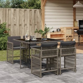 Garten-Essgruppe, 5-teilig, mit grauen Polstern aus synthetischem Rattan von , Gartensets - Ref: Foro24-3211616, Preis: 299,9...