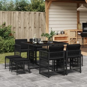 Garten-Essgruppe 9-teilig mit schwarzen Polstern aus synthetischem Rattan. von , Gartensets - Ref: Foro24-3211675, Preis: 374...