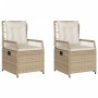 Garden reclining armchairs 2 units synthetic rattan beige by , Garden chairs - Ref: Foro24-368665, Price: 208,28 €, Discount: %