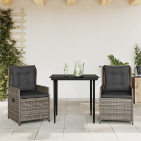 3-piece garden dining set with gray synthetic rattan cushions by , Garden sets - Ref: Foro24-3262854, Price: 289,99 €, Discou...