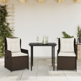 Garden dining set 3 pieces and brown synthetic rattan cushions by , Garden sets - Ref: Foro24-3262840, Price: 288,31 €, Disco...