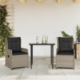 Garden dining set 3 pieces with light gray synthetic rattan cushions by , Garden sets - Ref: Foro24-3262896, Price: 294,99 €,...