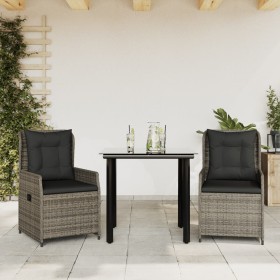 Garten-Essgruppe, 3-teilig, mit grauen Polstern aus synthetischem Rattan. von , Gartensets - Ref: Foro24-3262861, Preis: 267,...