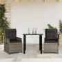 3-piece garden dining set with gray synthetic rattan cushions by , Garden sets - Ref: Foro24-3262861, Price: 267,81 €, Discou...