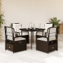 Set comedor de jardín 5 piezas y cojines ratán sintético marrón de , Conjuntos de jardín - Ref: Foro24-3262972, Precio: 502,8...