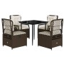 5-piece garden dining set with brown synthetic rattan cushions. by , Garden sets - Ref: Foro24-3262972, Price: 502,82 €, Disc...