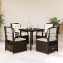 Set comedor de jardín 5 piezas y cojines ratán sintético marrón de , Conjuntos de jardín - Ref: Foro24-3262979, Precio: 485,9...