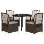 5-piece garden dining set with brown synthetic rattan cushions by , Garden sets - Ref: Foro24-3262979, Price: 485,99 €, Disco...