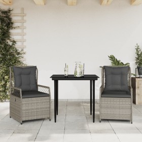 Set comedor de jardín 3 pzas cojines ratán sintético gris claro de , Conjuntos de jardín - Ref: Foro24-3263027, Precio: 298,9...