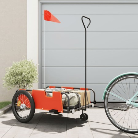 Bicycle trailer made of orange and black Oxford fabric and iron. by , Bicycle trailers - Ref: Foro24-94194, Price: 99,99 €, D...