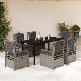 Garten-Essgruppe, 7-teilig, mit hellgrauen Polstern aus synthetischem Rattan. von , Gartensets - Ref: Foro24-3263038, Preis: ...