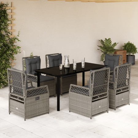 Set comedor jardín 7 pzas y cojines ratán sintético gris claro de , Conjuntos de jardín - Ref: Foro24-3263038, Precio: 775,99...