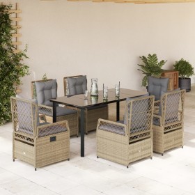 Garten-Essgruppe 7-teilig mit Kissen aus synthetischem Rattan in Beige. von , Gartensets - Ref: Foro24-3263010, Preis: 775,99...