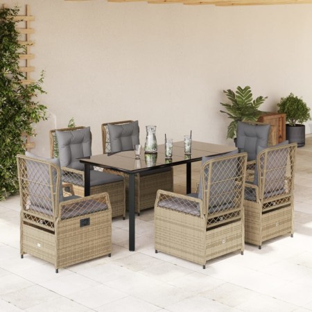 Set comedor de jardín 7 pzas con cojines ratán sintético beige de , Conjuntos de jardín - Ref: Foro24-3263010, Precio: 775,99...