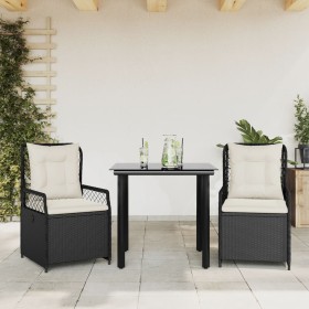 Garten-Essgruppe 3-teilig mit schwarzen Polstern aus synthetischem Rattan von , Gartensets - Ref: Foro24-3262964, Preis: 276,...