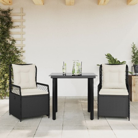 Garten-Essgruppe 3-teilig mit schwarzen Polstern aus synthetischem Rattan von , Gartensets - Ref: Foro24-3262964, Preis: 277,...