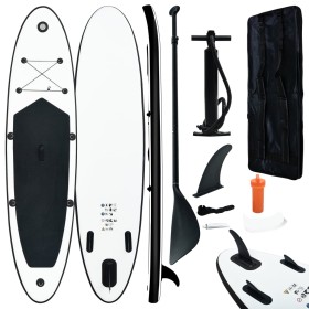 Schwarz-weißes aufblasbares Paddle-Surfbrett-Set von vidaXL, Paddleboards - Ref: Foro24-92729, Preis: 185,99 €, Rabatt: %