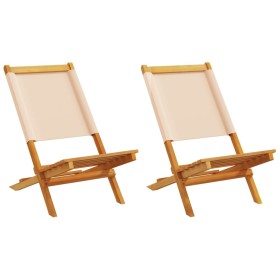 Garden chairs 2 units solid acacia wood and beige fabric by , Garden chairs - Ref: Foro24-367693, Price: 107,87 €, Discount: %