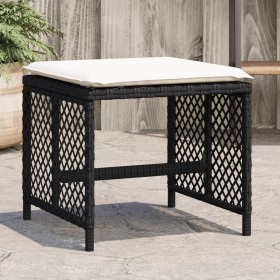 Garden stools with cushions 4 pcs black PE rattan 41x41x36cm by , Outdoor ottomans - Ref: Foro24-365048, Price: 94,99 €, Disc...