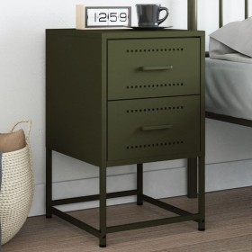 Bedside table in olive green steel, 36x39x60.5 cm by , Nightstands - Ref: Foro24-846466, Price: 69,64 €, Discount: %