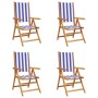 Reclining garden chairs 4 units solid wood blue white fabric by , Garden chairs - Ref: Foro24-3214553, Price: 283,78 €, Disco...