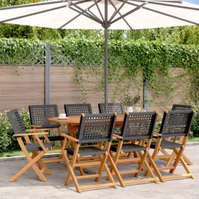 Folding garden chairs 8 pcs solid wood and black PE rattan by , Garden chairs - Ref: Foro24-3214558, Price: 475,69 €, Discoun...