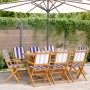 Reclining garden chairs 8 units solid wood blue white fabric by , Garden chairs - Ref: Foro24-3214591, Price: 385,02 €, Disco...