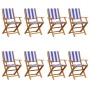 Reclining garden chairs 8 units solid wood blue white fabric by , Garden chairs - Ref: Foro24-3214591, Price: 385,02 €, Disco...