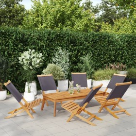 Folding garden chairs 6 pcs solid wood and anthracite fabric by , Garden chairs - Ref: Foro24-3214641, Price: 305,33 €, Disco...