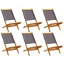 Folding garden chairs 6 pcs solid wood and anthracite fabric by , Garden chairs - Ref: Foro24-3214641, Price: 305,33 €, Disco...