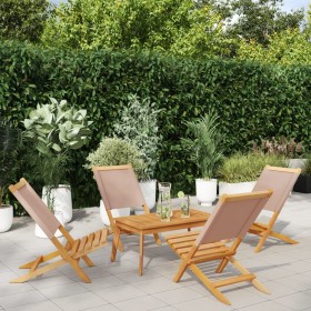 Folding garden chairs 4 pcs solid wood and taupe fabric by , Garden chairs - Ref: Foro24-3214643, Price: 201,99 €, Discount: %