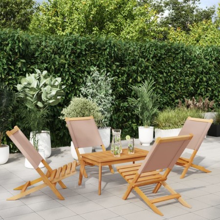 Folding garden chairs 4 pcs solid wood and taupe fabric by , Garden chairs - Ref: Foro24-3214643, Price: 202,13 €, Discount: %