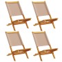 Folding garden chairs 4 pcs solid wood and taupe fabric by , Garden chairs - Ref: Foro24-3214643, Price: 202,13 €, Discount: %