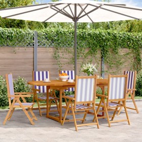 7-piece garden dining set, solid wood with blue and white fabric. by , Garden sets - Ref: Foro24-3281729, Price: 684,99 €, Di...