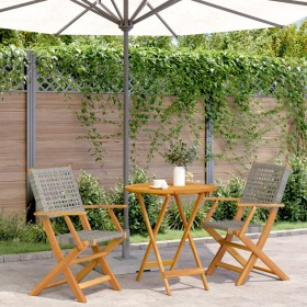 3-piece PE rattan and solid gray wood bistro set by , Garden sets - Ref: Foro24-3281851, Price: 198,29 €, Discount: %