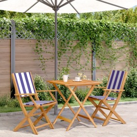 3-teiliges Bistro-Set aus Stoff und massivem Holz in Blau und Weiß. von , Gartensets - Ref: Foro24-3281885, Preis: 173,99 €, ...