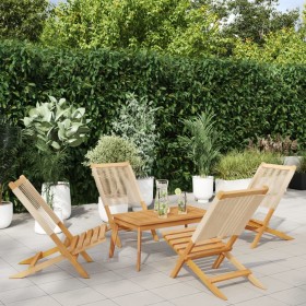 Folding garden chairs 4 pcs solid acacia wood beige by , Garden chairs - Ref: Foro24-3214634, Price: 212,99 €, Discount: %