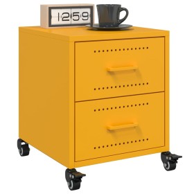 Bedside tables 2 units mustard yellow steel 36x39x43.5 cm by , Nightstands - Ref: Foro24-846633, Price: 130,15 €, Discount: %