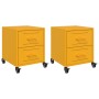 Bedside tables 2 units mustard yellow steel 36x39x43.5 cm by , Nightstands - Ref: Foro24-846633, Price: 130,15 €, Discount: %