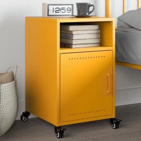 Yellow mustard steel bedside table 36x39x59 cm by , Nightstands - Ref: Foro24-846722, Price: 61,92 €, Discount: %