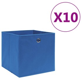 Cajas de almacenaje 10 uds tela no tejida azul 28x28x28 cm de vidaXL, Cestas para almacenaje - Ref: Foro24-325197, Precio: 35...