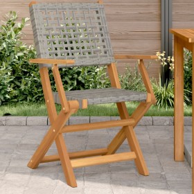 Gartenstühle 2 Stück Massivholz Akazie Rattan PE Grau von , Gartenstühle - Ref: Foro24-367664, Preis: 138,75 €, Rabatt: %