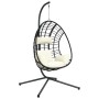 Hanging egg chair with beige rattan and steel support by , Garden rockers - Ref: Foro24-4007411, Price: 255,25 €, Discount: %