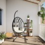 Hanging egg chair with beige rattan and steel support by , Garden rockers - Ref: Foro24-4007411, Price: 255,25 €, Discount: %