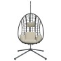 Hanging egg chair with beige rattan and steel support by , Garden rockers - Ref: Foro24-4007411, Price: 255,25 €, Discount: %