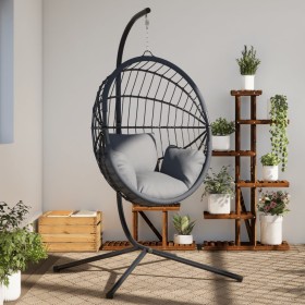 Soporte de silla colgante huevo acero negro de , Balancines de jardín - Ref: Foro24-4007413, Precio: 98,99 €, Descuento: %