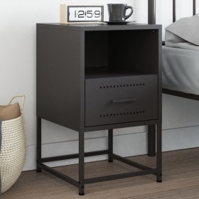 Black steel bedside table 36x39x60.5 cm by , Nightstands - Ref: Foro24-846554, Price: 56,81 €, Discount: %