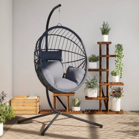 Hängender Eierstuhl mit Rattan- und Stahlgrauunterstützung. von , Gartenwippen - Ref: Foro24-4007407, Preis: 218,85 €, Rabatt: %