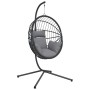 Hanging egg chair with rattan and gray steel stand by , Garden rockers - Ref: Foro24-4007407, Price: 218,85 €, Discount: %