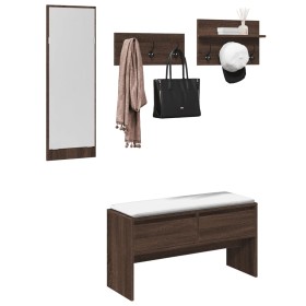 Entryway furniture set, 4 pieces, engineered wood, brown oak color. by , Benches for halls and storage - Ref: Foro24-847925, ...